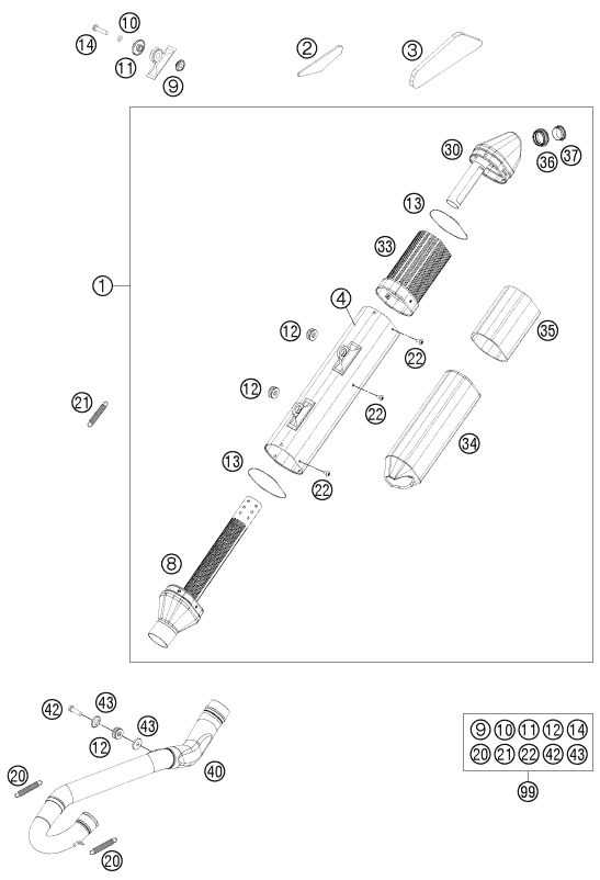 Sprängskiss: Exhaust System – KTM 350 XCF-W 2012