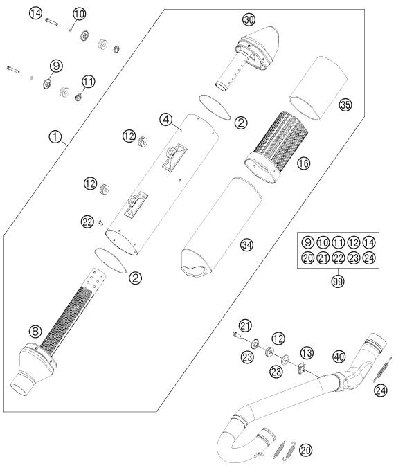 Sprängskiss: Exhaust System – KTM 350 EXC-F 2012