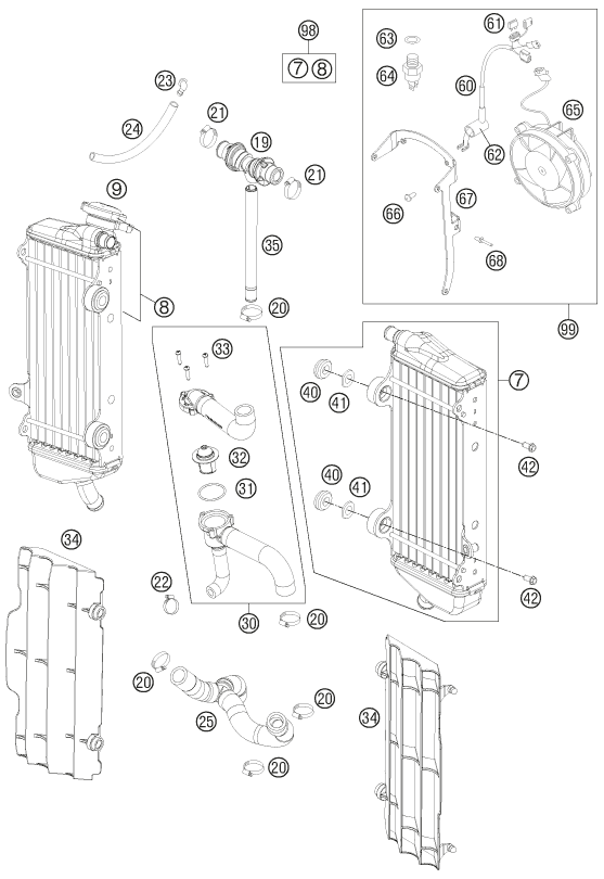 Sprängskiss: Cooling System – KTM 350 EXC-F 2012