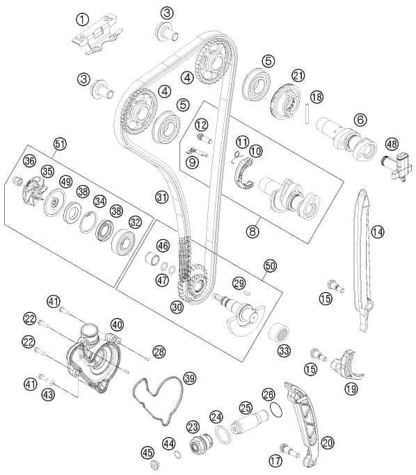 Sprängskiss: Timing Drive – KTM 350 EXC-F 2012