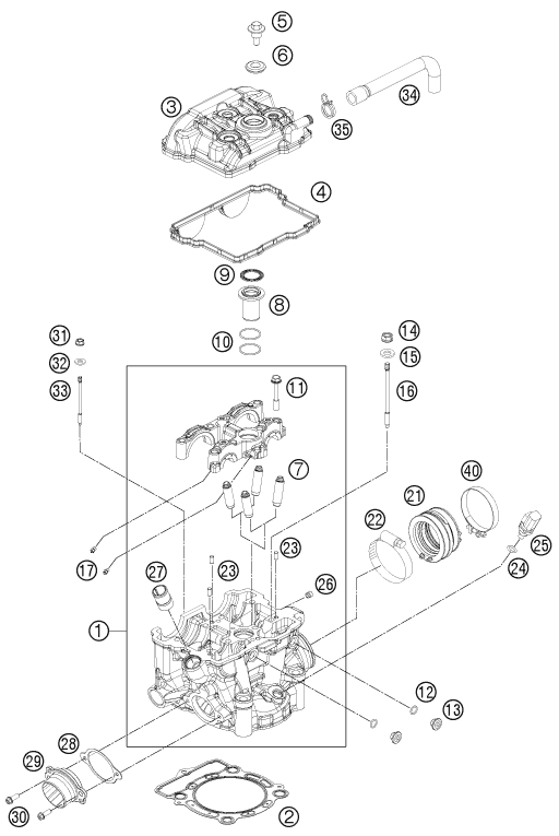 Sprängskiss: Cylinder Head – KTM 350 EXC-F 2012