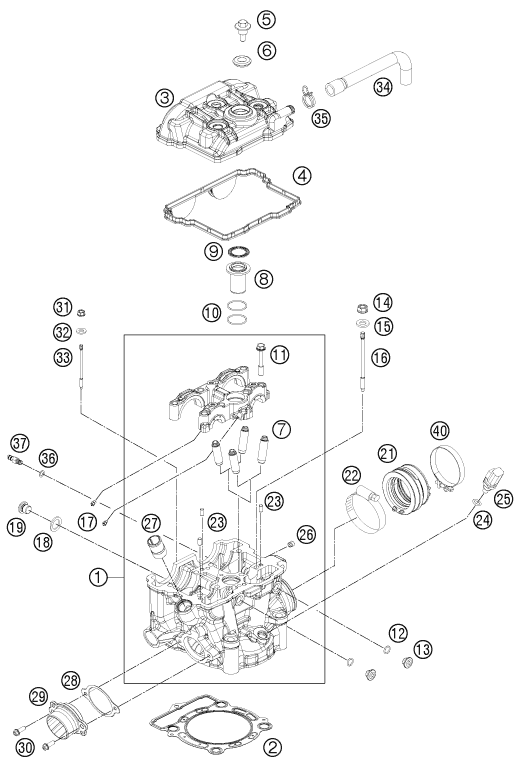 Sprängskiss: Cylinder Head – KTM 350 EXC-F 2012
