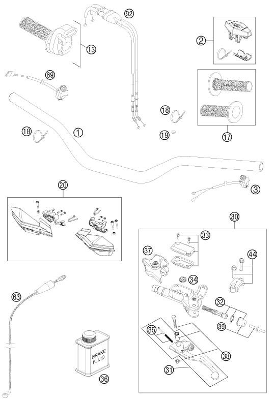 Sprängskiss: Handlebar, Controls – KTM 450 XC-W 2012