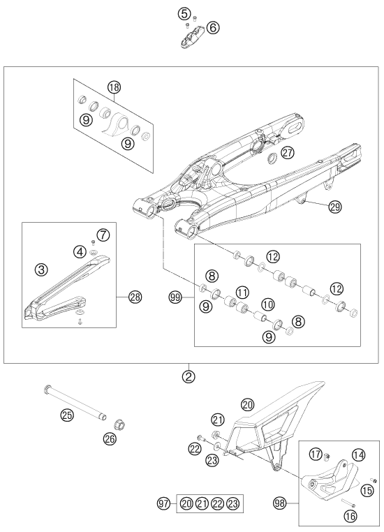 Sprängskiss: Swing Arm – KTM 450 EXC 2012