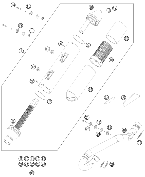Sprängskiss: Exhaust System – KTM 450 XC-W 2012