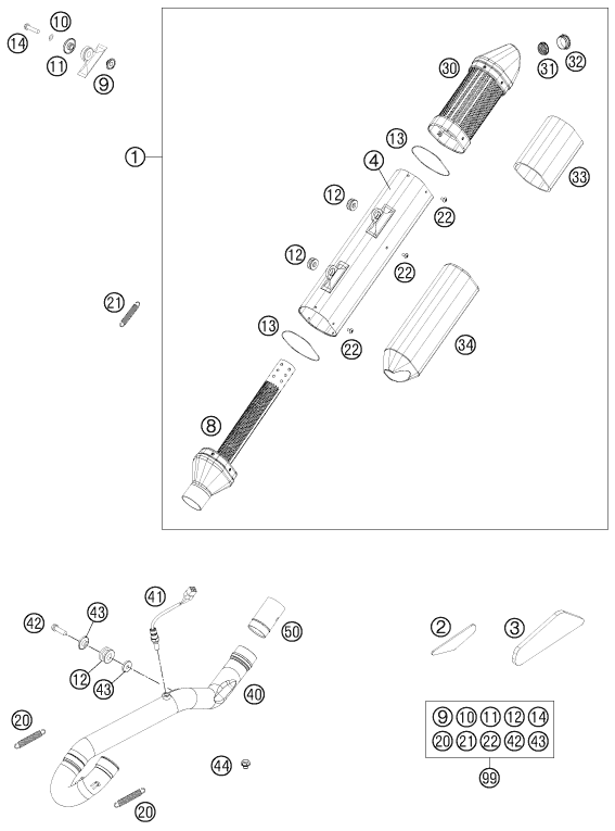 Sprängskiss: Exhaust System – KTM 450 EXC 2014
