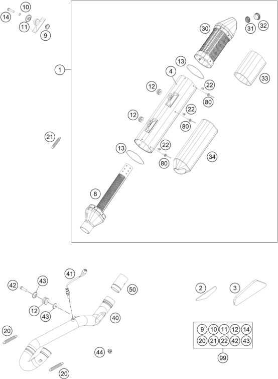Sprängskiss: Exhaust System – KTM 500 EXC SIX DAYS 2014