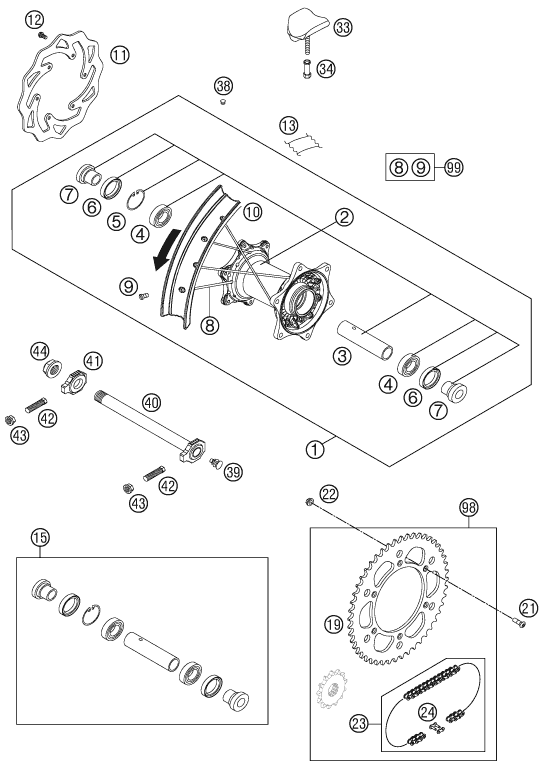 Sprängskiss: Rear Wheel – KTM 450 XC-W 2012