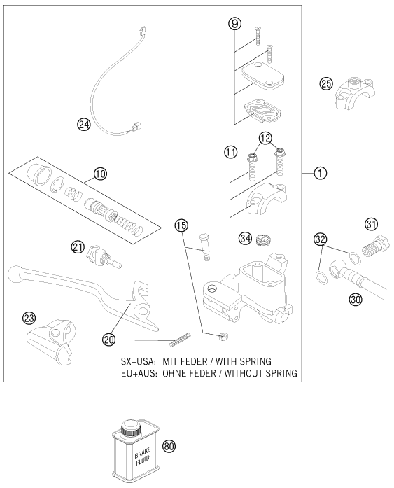 Sprängskiss: Front Brake Control – KTM 350 EXC-F 2012