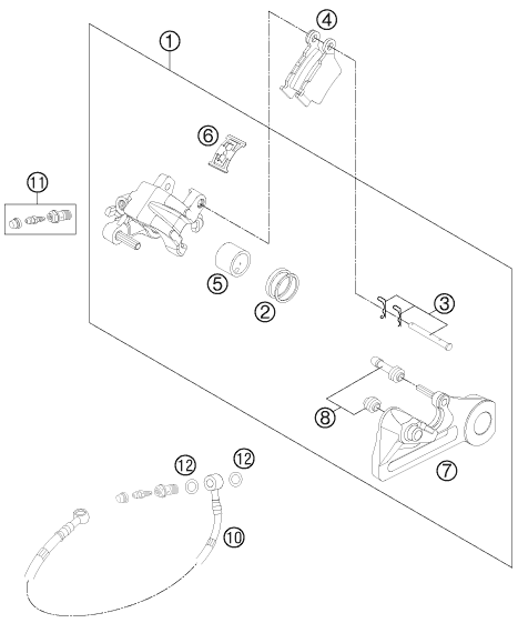 Sprängskiss: Rear Brake Caliper – KTM 450 XC-W 2012