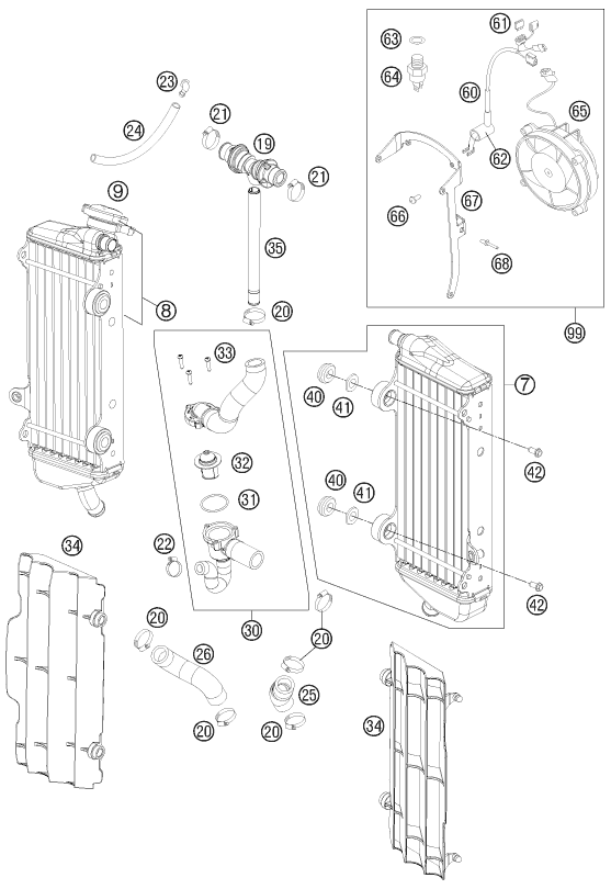Sprängskiss: Cooling System – KTM 450 EXC 2012