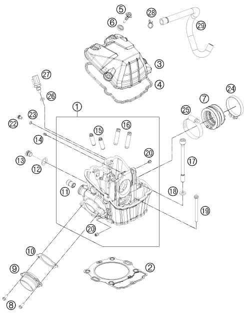 Sprängskiss: Cylinder Head – KTM 500 EXC SIX DAYS 2014