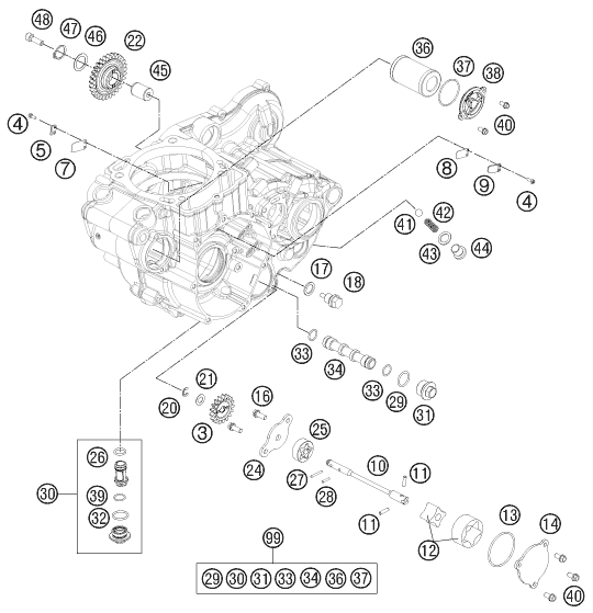 Sprängskiss: Lubricating System – KTM 500 EXC SIX DAYS 2014