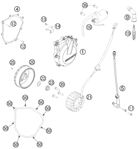 Sprängskiss: Ignition System – KTM 500 EXC SIX DAYS 2014