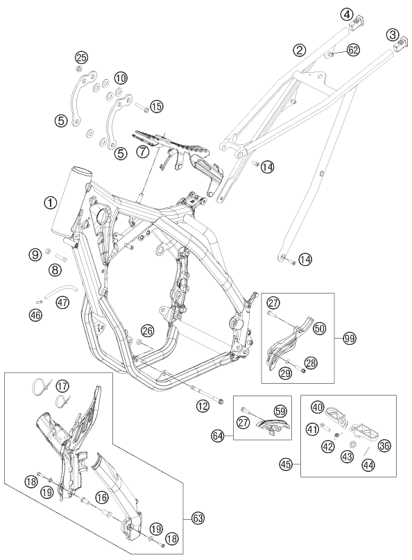 Sprängskiss: Frame – KTM 500 XC-W 2012
