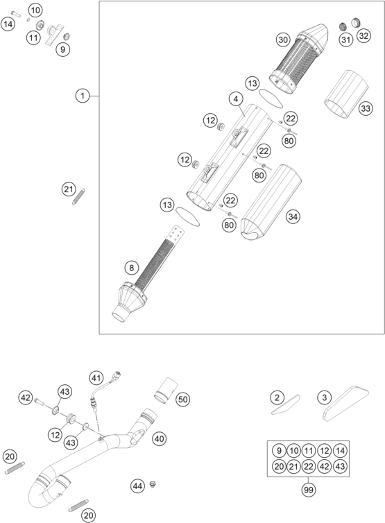 Sprängskiss: Exhaust System – KTM 500 EXC 2014