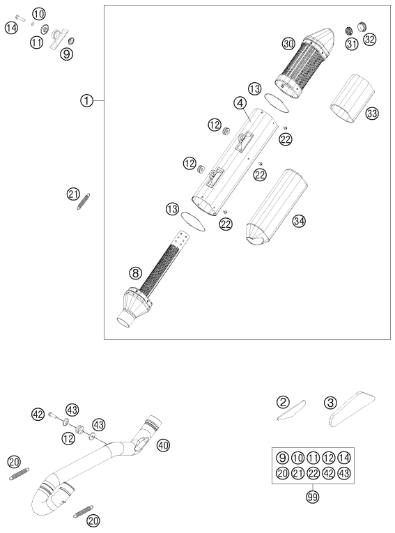Sprängskiss: Exhaust System – KTM 500 EXC 2013