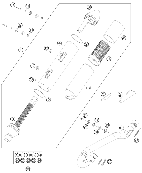 Sprängskiss: Exhaust System – KTM 500 EXC 2014