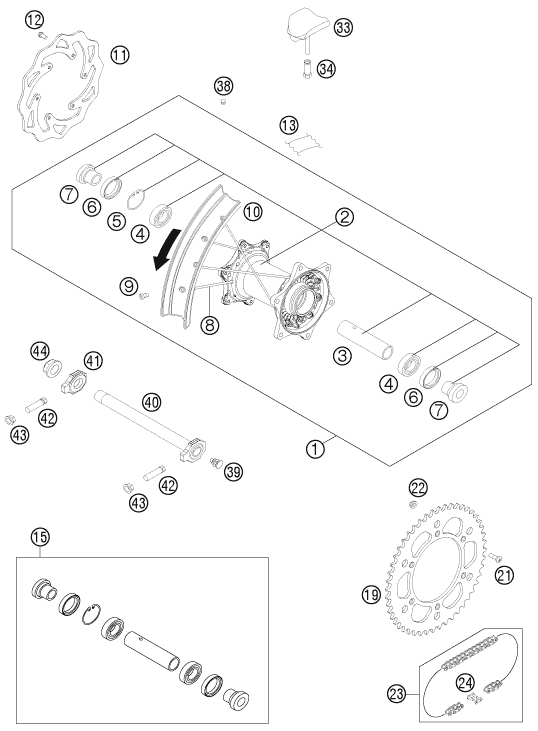 Sprängskiss: Rear Wheel – KTM 350 EXC-F 2012
