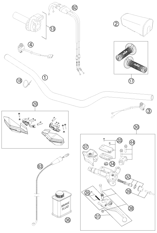 Sprängskiss: Handlebar, Controls – KTM 450 SX-F FACT.REPL. 2012