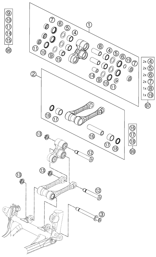 Sprängskiss: Pro Lever Linking – KTM 450 SX-F 2014