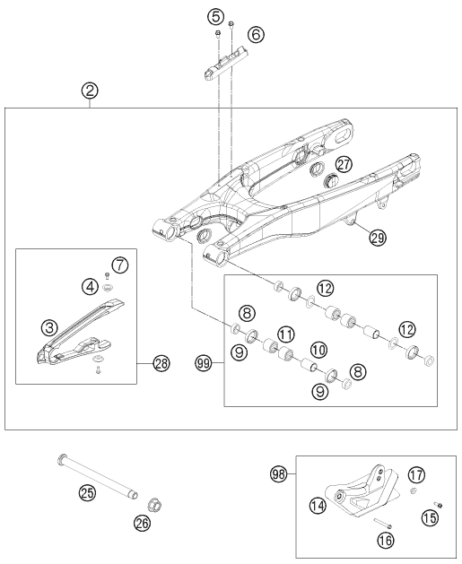 Sprängskiss: Swing Arm – KTM 450 SX-F 2014