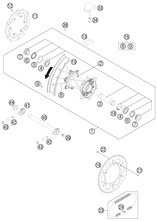 Sprängskiss: Rear Wheel – KTM 450 SX-F FACT.REPL. 2012