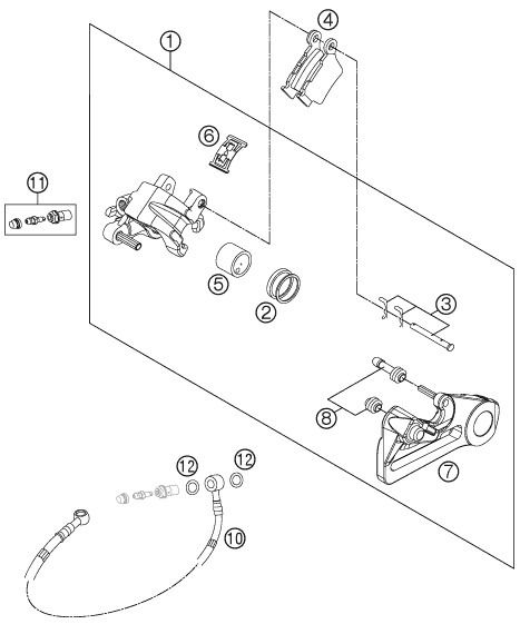 Sprängskiss: Rear Brake Caliper – KTM 450 SX-F FACT.REPL. 2012