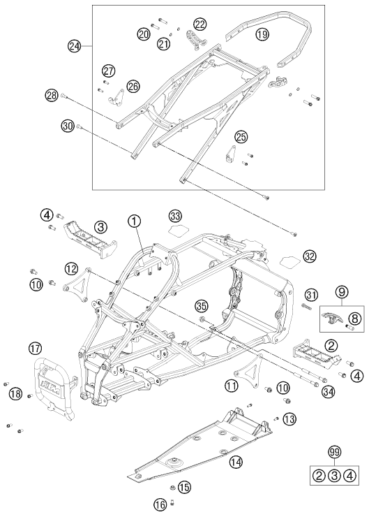 Sprängskiss: Frame – KTM 525 XC ATV 2012
