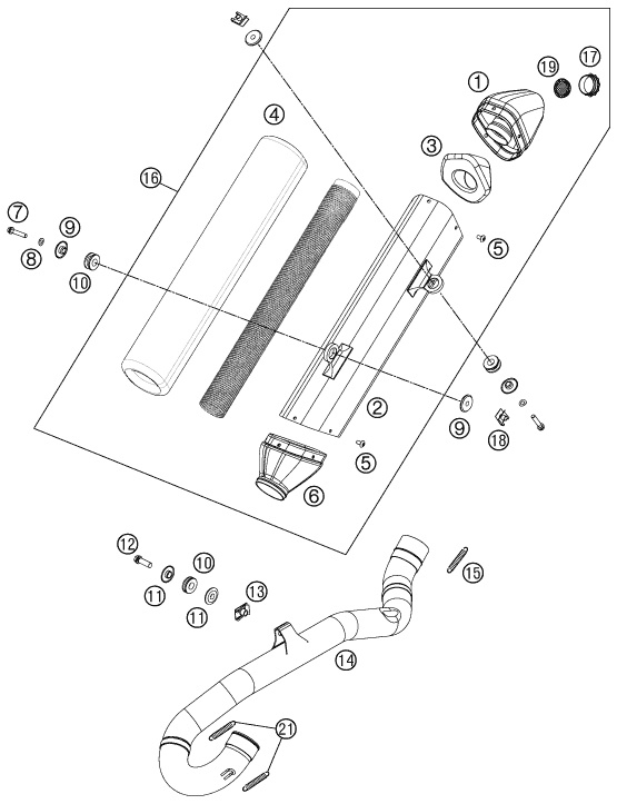 Sprängskiss: Exhaust System – KTM 505 SX ATV 2012
