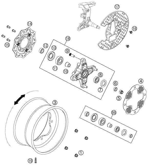 Sprängskiss: Front Wheel – KTM 525 XC ATV 2012