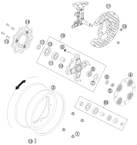 Sprängskiss: Front Wheel – KTM 505 SX ATV 2012