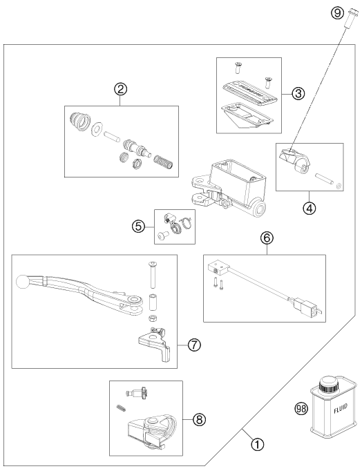 Sprängskiss: Front Brake Control – KTM 525 XC ATV 2012