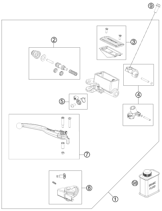 Sprängskiss: Front Brake Control – KTM 505 SX ATV 2012