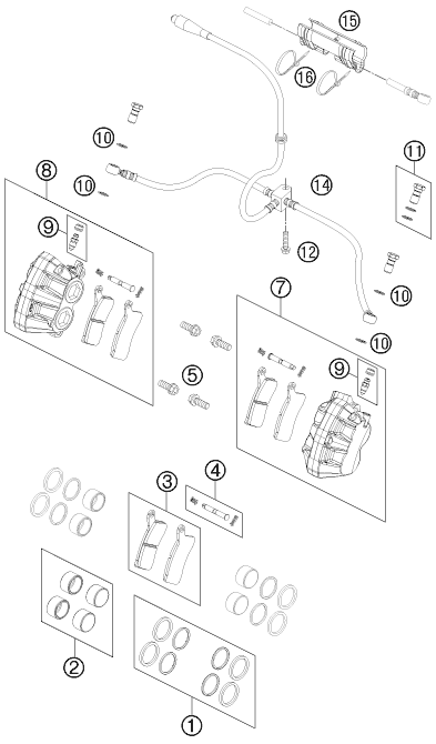 Sprängskiss: Front Brake Caliper – KTM 525 XC ATV 2012