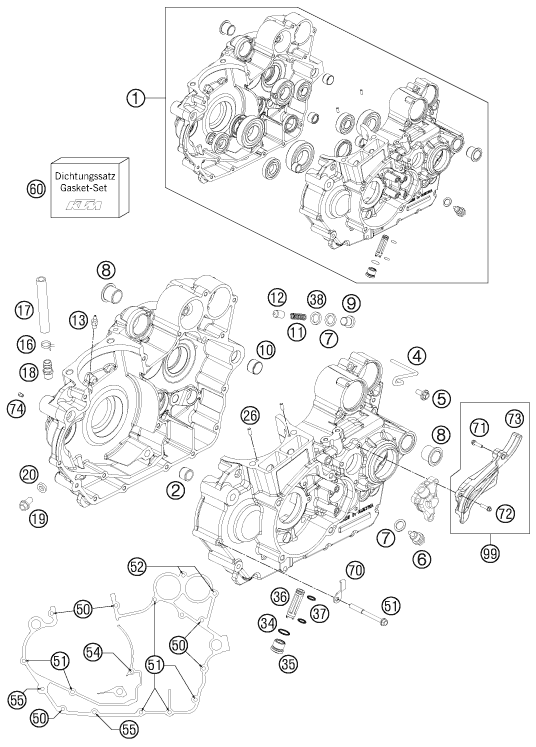 Sprängskiss: Engine Case – KTM 525 XC ATV 2012