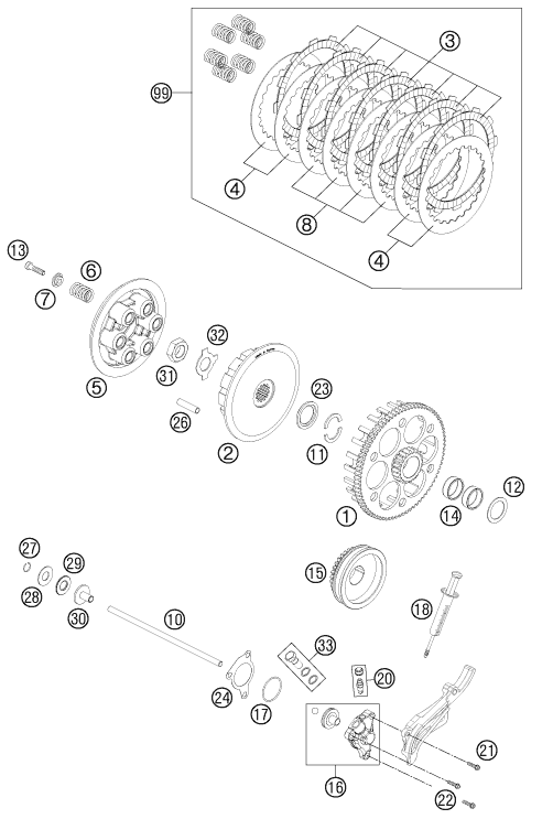 Sprängskiss: Clutch – KTM 525 XC ATV 2012