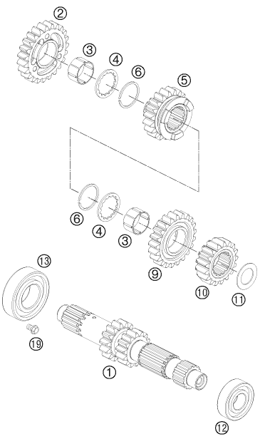 Sprängskiss: Transmission I - Main Shaft – KTM 525 XC ATV 2012