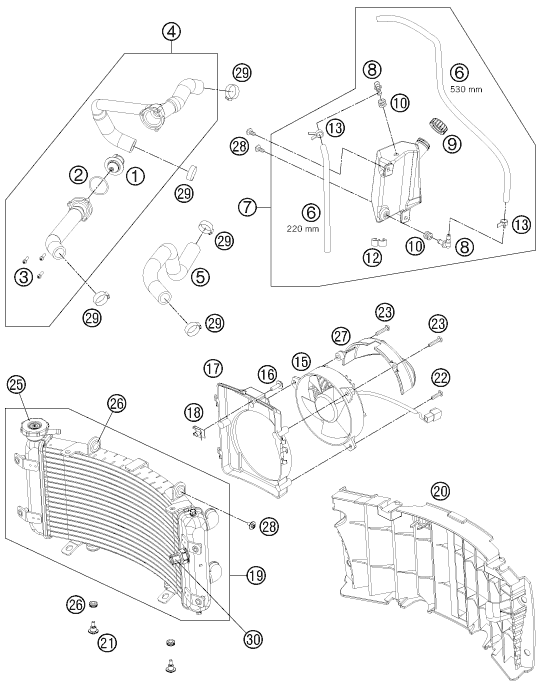 Sprängskiss: Cooling System – KTM 525 XC ATV 2012
