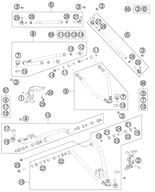 Sprängskiss: Front-End – KTM 525 XC ATV 2012