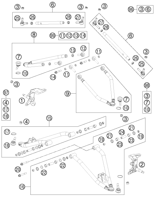 Sprängskiss: Front-End – KTM 505 SX ATV 2012