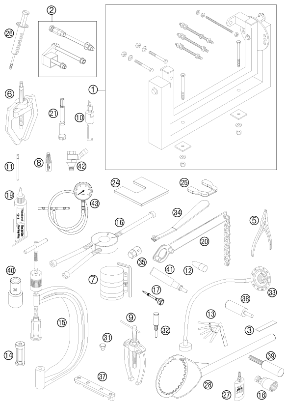 Sprängskiss: Special Tools (Engine) – KTM 505 SX ATV 2012