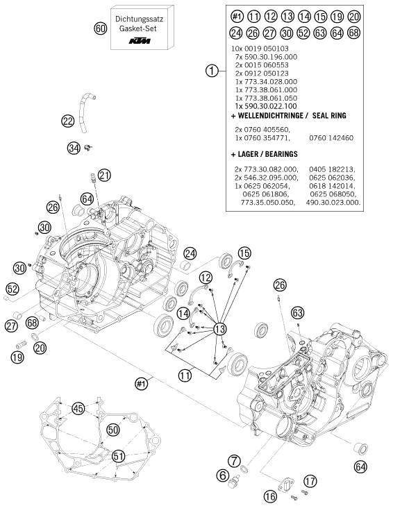 Sprängskiss: Engine Case – KTM 505 SX ATV 2012