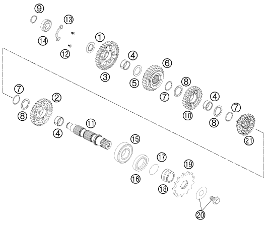 Sprängskiss: Transmission II - Countershaft – KTM 505 SX ATV 2012