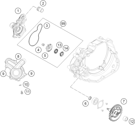 Sprängskiss: Water Pump – KTM 505 SX ATV 2012