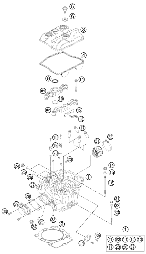 Sprängskiss: Cylinder Head – KTM 505 SX ATV 2012