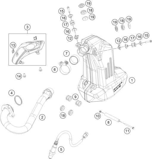 Sprängskiss: Exhaust System – KTM 125 DUKE ORANGE 2012