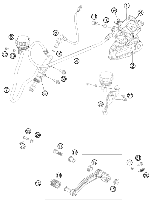Sprängskiss: Rear Brake Caliper – KTM 125 DUKE ORANGE 2012