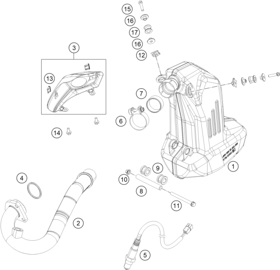 Sprängskiss: Exhaust System – KTM 200 DUKE ORANGE ABS BAJ.DIR.13