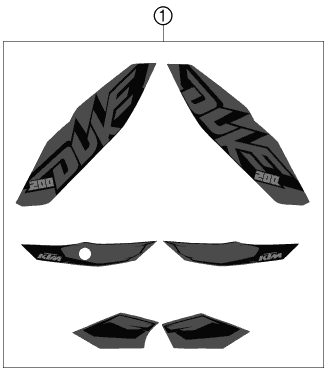 Sprängskiss: Decal – KTM 200 DUKE WHITE w/o ABS B.D. 13